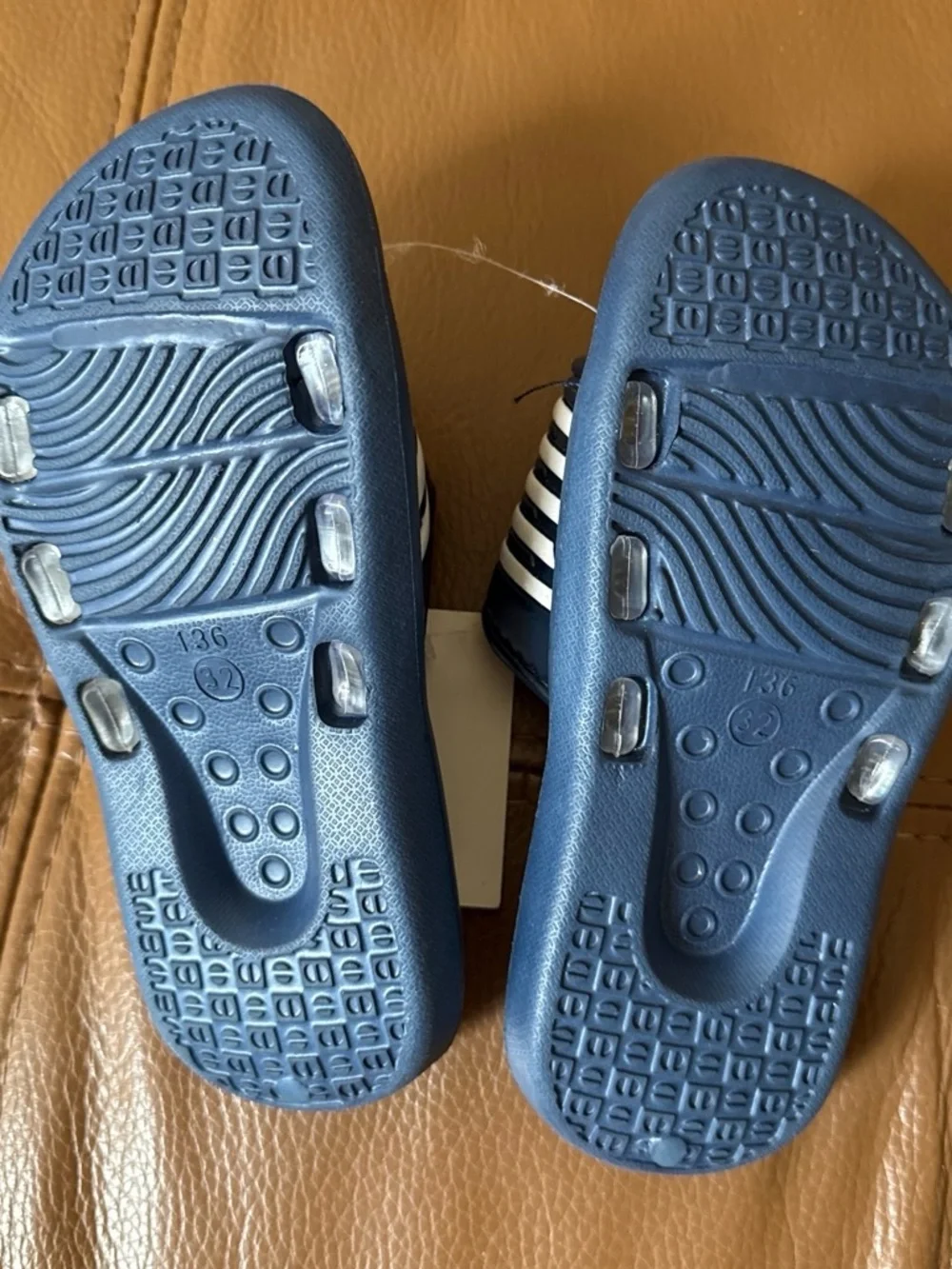 Easy USA Kids Navy and White Slip-On Shower Slippers